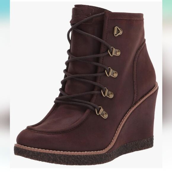 ZODIAC Women's Indy Ankle Boot SZ 7.5 Brown Wedge Lace Up NEW IN BOX - Picture 4 of 8